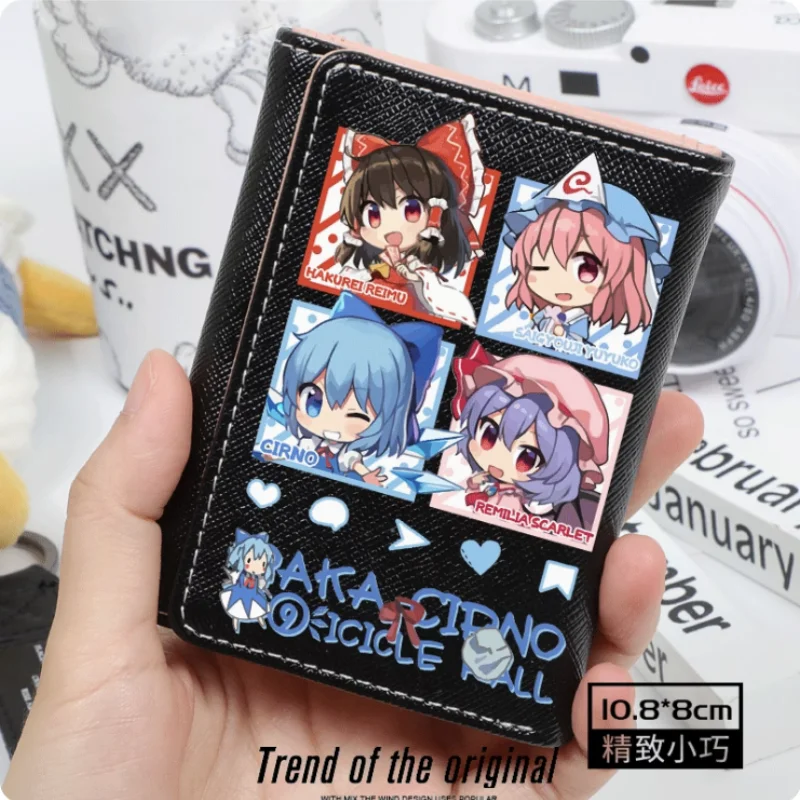 Anime Touhou Project Hakurei Reimu Cirno Fashion Wallets PU Purse Card Holder Hasp Money Bag Cosplay Gift B174