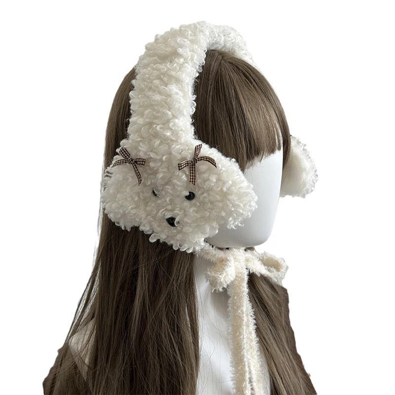 Fashion Autumn Winter Foldable Puppy Earmuffs Women Warm Cute Plush Solid Color Ear Muffs Adjustable Foldable Headdress