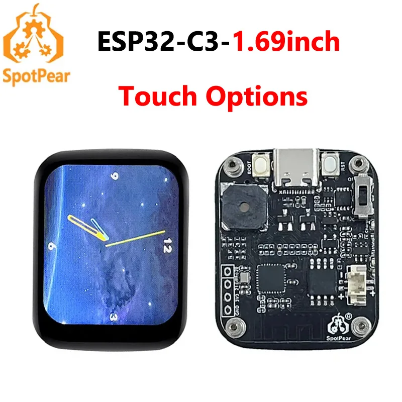 ESP32 C3 Ornament Trinket LVGL Astronaut Clock Watch MINI TV Buzzer 1.69 inch Round LCD TouchScreen Display ST7789 240x280