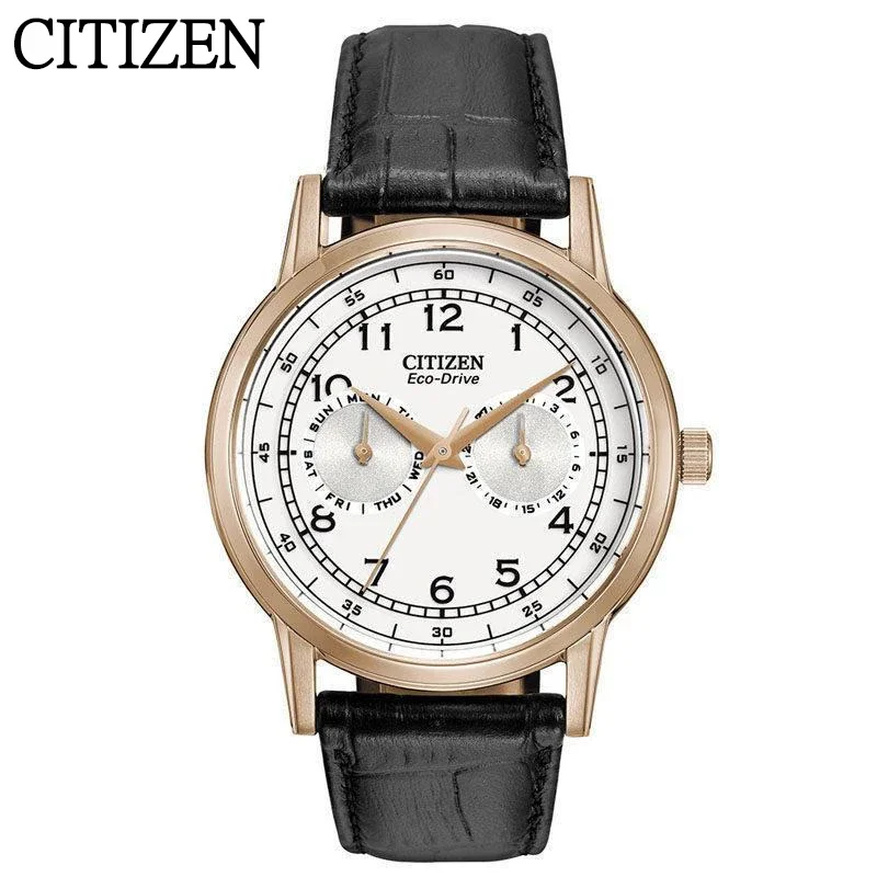 Citizen Men's Watch AO9003 Original Fashion Eco-driven Retro Casual Small Blue Needle Genuine Leather Automatic Time Watches Men