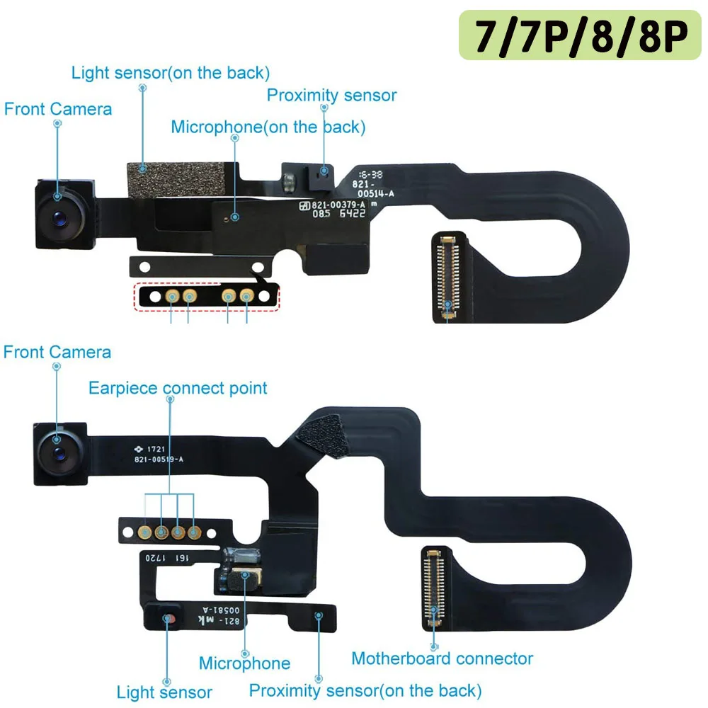 Facing Front Camera Flex Cable Proximity Sensor Light Microphone With Full Set Screws Ear Speaker For iPhone 7 7Plus 8G 8Plus