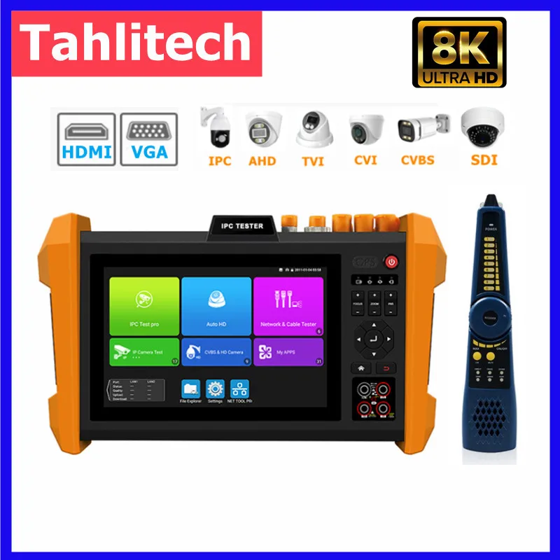 

7" 8K CCTV Tester Monitor AHD CVI TVI SDI Camera IPC Tester H.265 SFP optical module color bar generator in one tester monitor