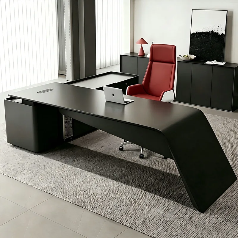 Sleek Modern High-Gloss Lacquer Boss Desk Premium Large Executive CEO Chairman Manager Table Perfect for Office & Home Study