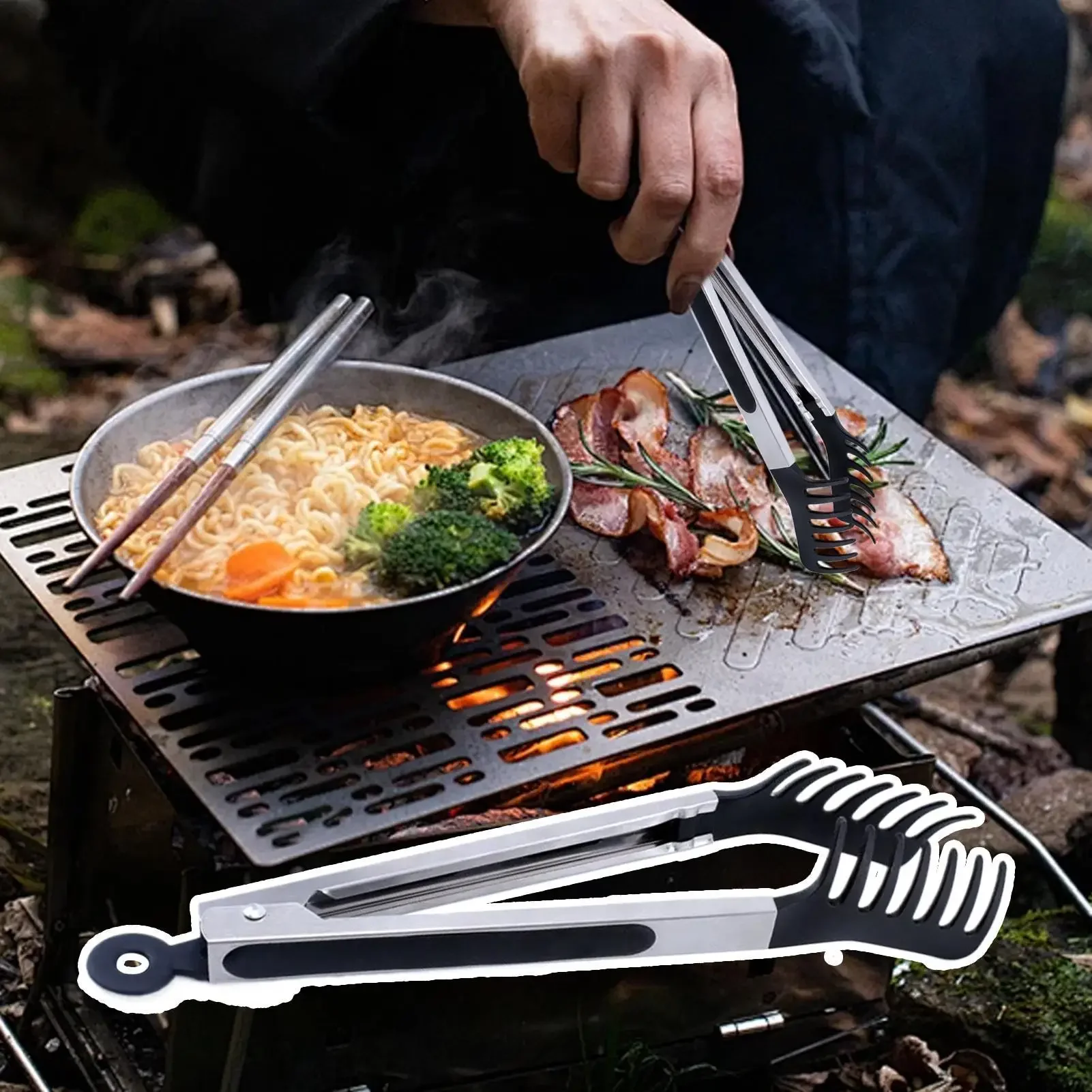 Silicone Kitchen Tongs Non Stick Food Cooking Serving Tongs for BBQ Salad Steak Pasta Spaghetti Noodles - Kitchen Gadget