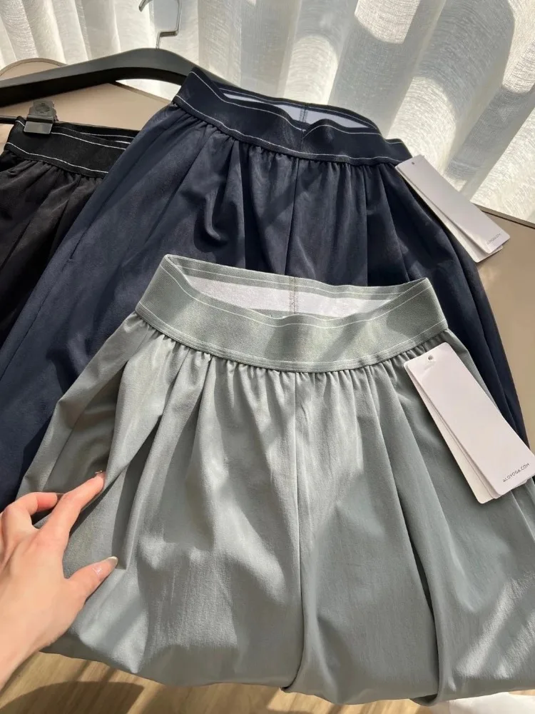 Running Straight Wide Leg Pants Women Elastic Waist Solid Fitness Women's Sweatpants Loose Casual Thin Sports Yoga Trousers