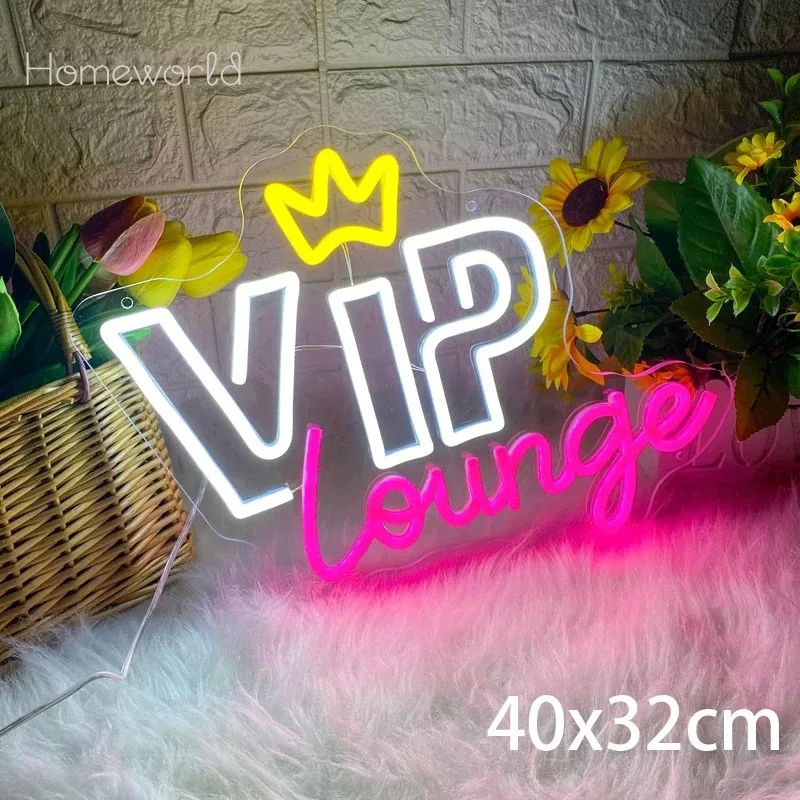 

VIP Lounge Неоновая вывеска Светодиодные ночные огни для декора офисной комнаты Эстетические светящиеся вывески Бар Отель VIP Украшение гостиной