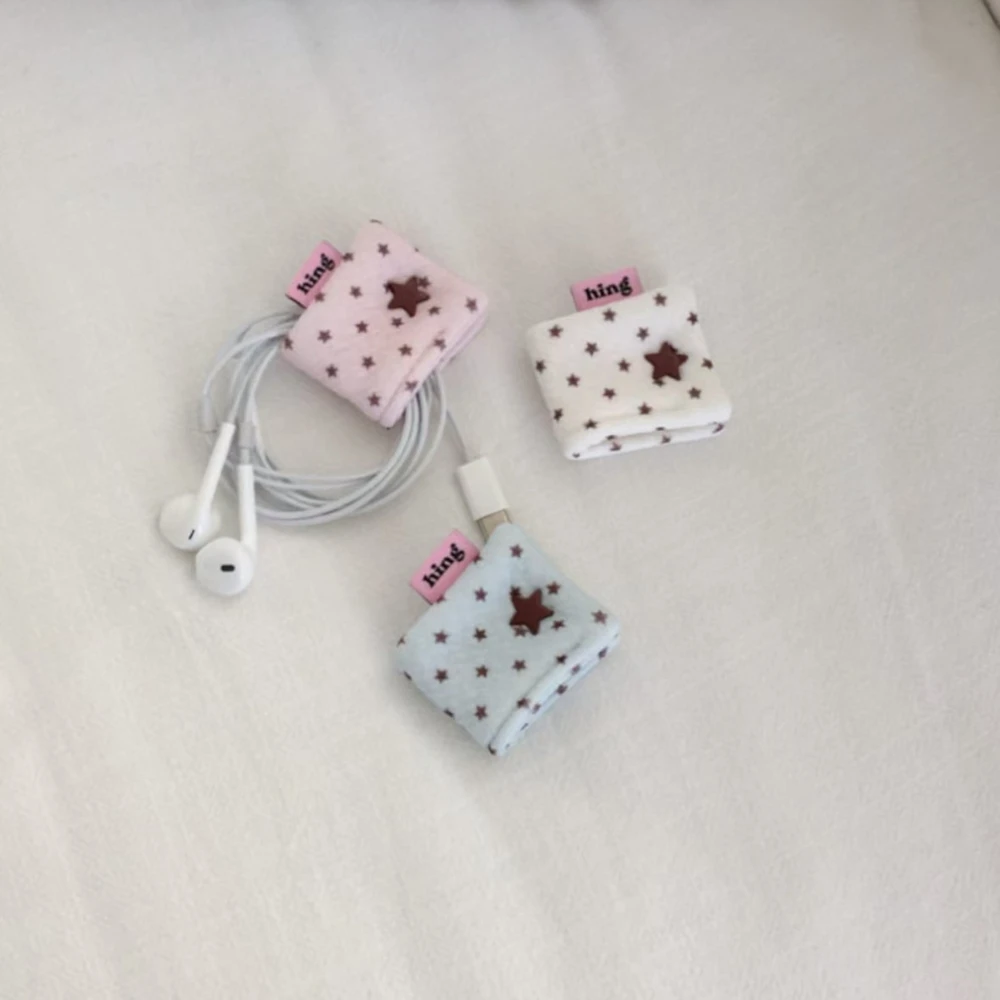 Korean-style Star Data Cable Headphone Cord Storage Buckle Earphone Decoration Accessories Cute Fabric Wire Winder Organization