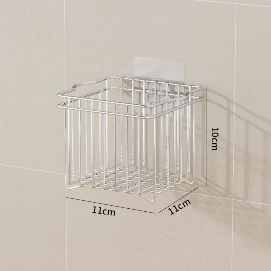 Kitchen Storage Rack Sink Drain Rack Stainless Steel Vegetable Storage Basket Household Non Perforated Wall Mounted Basket