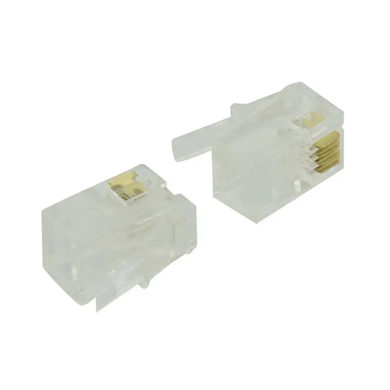 

HOT SALE RJ9 4P4C Plug Phone Jack Connector 50 Pieces, Transparent