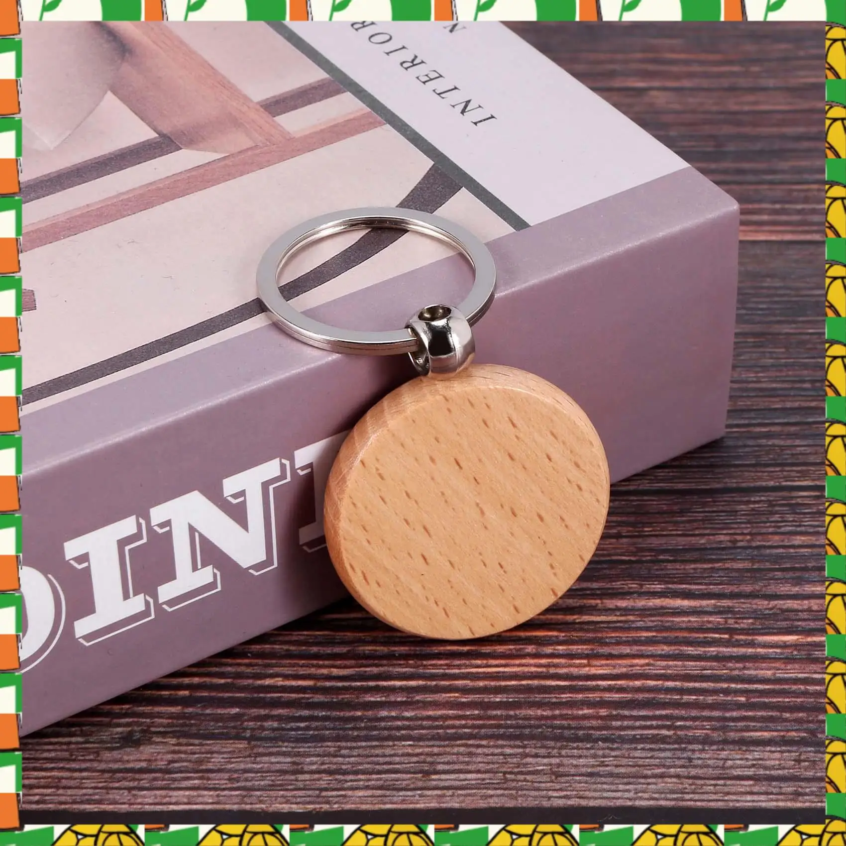 

Professional Tool 40Pcs Blank Round Wooden Key Chain Diy Wood Keychains Key Tags Can Engrave Diy Gifts