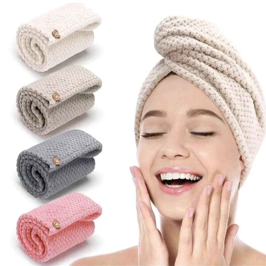 Double Layer Quick Dry Pineapple Hair Wrap Towel Microfiber Coral Velvet Super Absorbent Shower Cap for Women