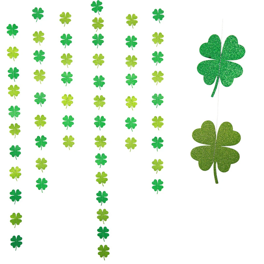 

Garden Decorations Outdoor Four-Leaf Clover Latte Art Garland Banner Window St. Patrick 's Day