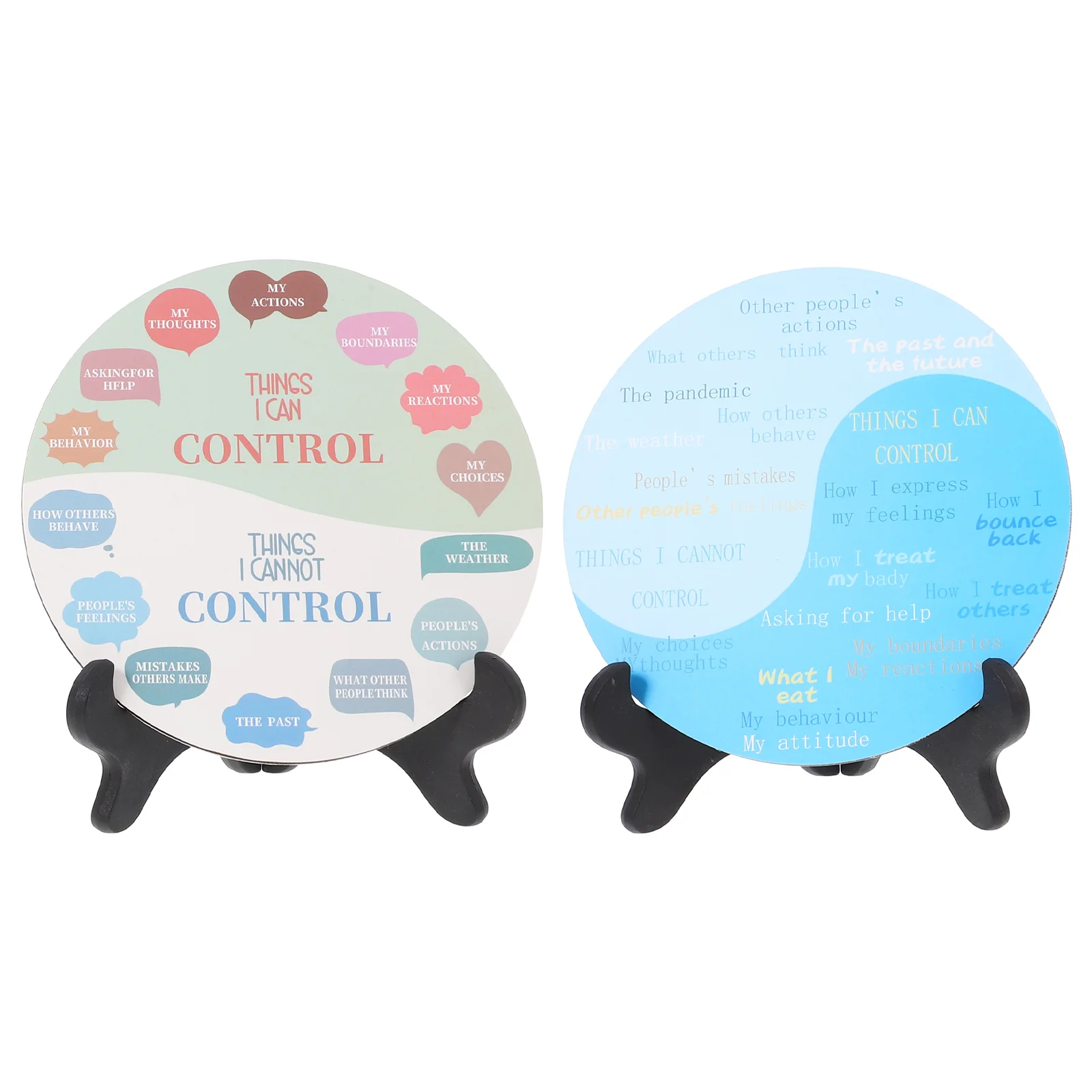2 Pcs Emotional Wheel Ornaments Decoration Feelings with Stand Pie Chart Desktop Shaped Pvc Office
