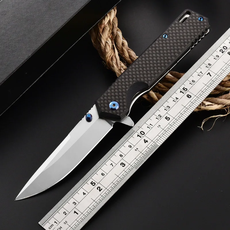

New Pocket Folding Camping Knife D2 Blade CarbonFiber Handle Survival Hunting Tactical Knives Outdoor Kitchen Utility CNC Toolse