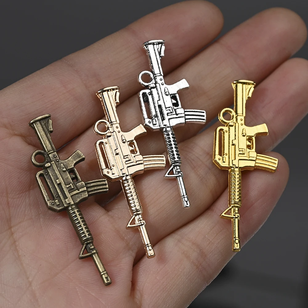 3D Alloy Pistol Nail Charms Luxury Gun Shape Shiny Multicolor Nail Art Decorations Press on Salon Acrylic Manicure Decor Tools #