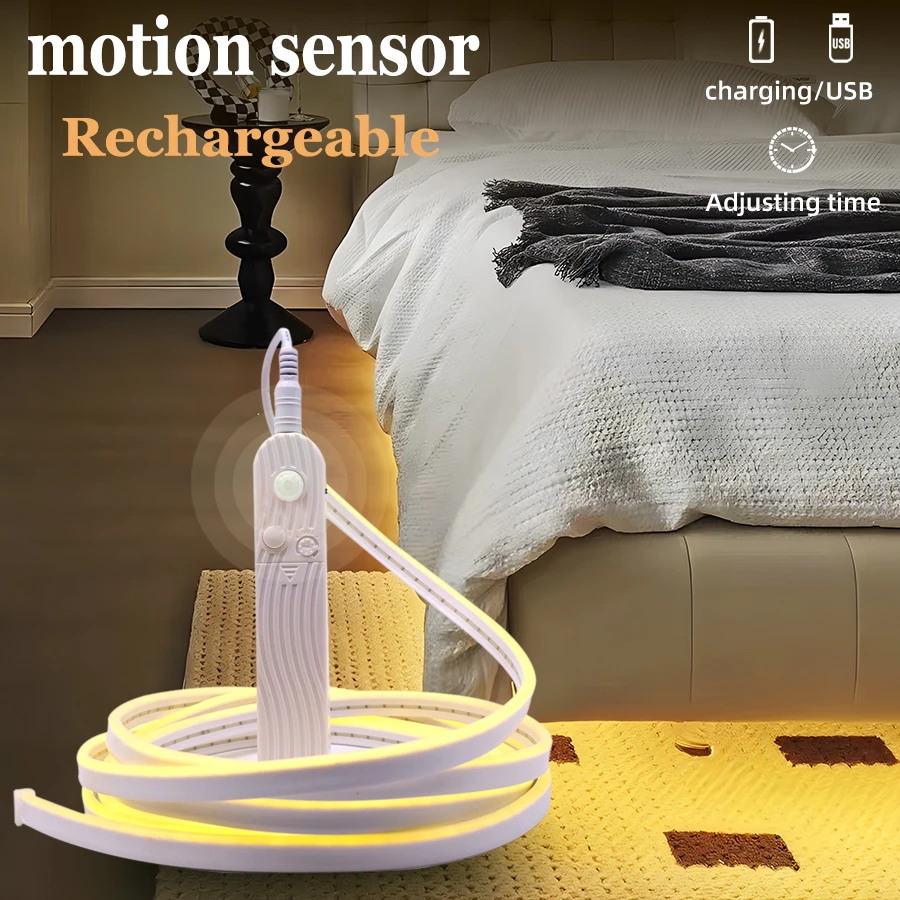 Usb recarregável sensor de movimento led tira cozinha iluminação lâmpada luz da noite luz led sob gabinete luz sensor de néon luz dc 5v