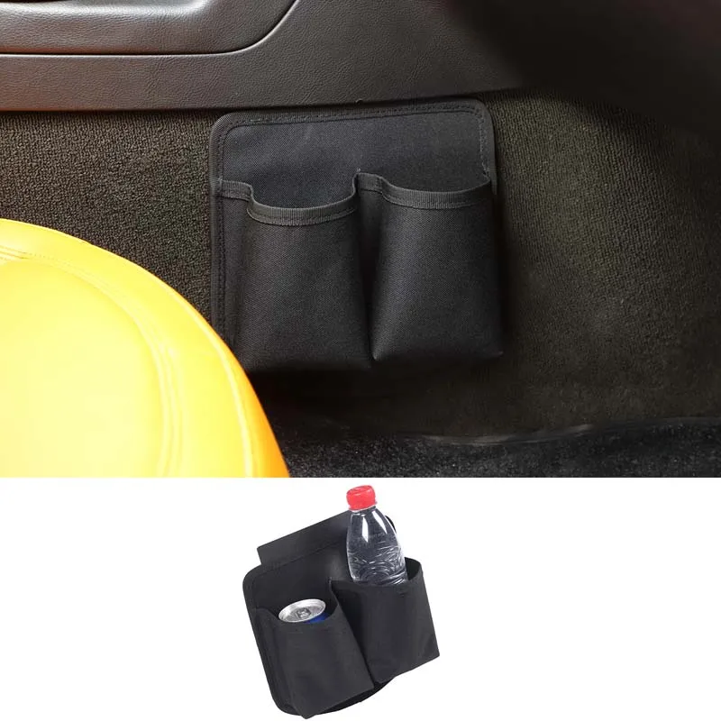 For 2014-19 Chevrolet Corvette C7 Oxford Cloth Black Car co-pilot Passenger Seat Water Cup Storage Bag Car Interior Accessories