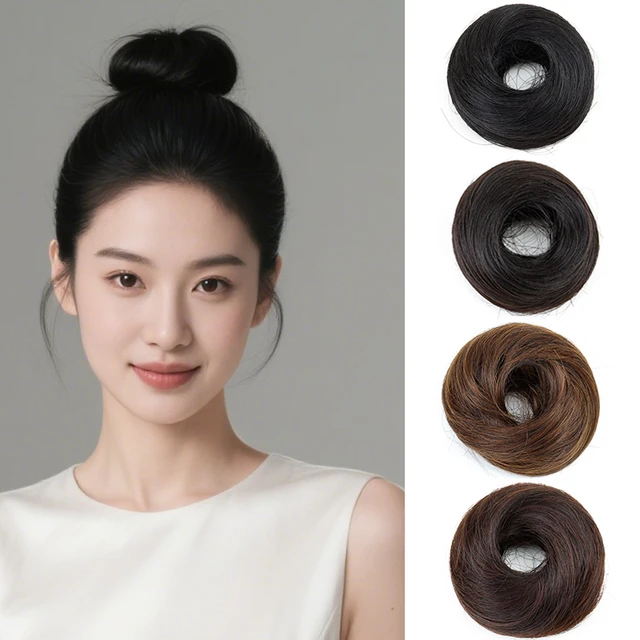 Syntetyczny elastyczny roztrzepany kok treski kręcone Scrunchie czarny blond brązowy Chignon Band Updo pączek dla kobiet sztuczne włosy