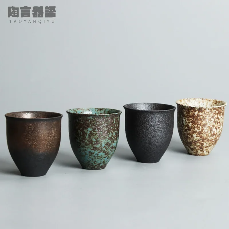 100ml Japanese-style kiln becomes coarse pottery tea cup handmade pottery large tall master cup tea cup