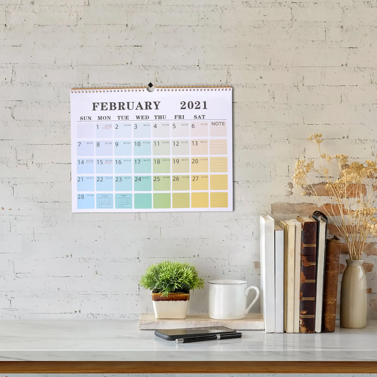 

Chic Wall Calendar 2021 English Hanging Paper Calendar Home Office Bedroom Decor Notepad Organizer Hook Design Smooth