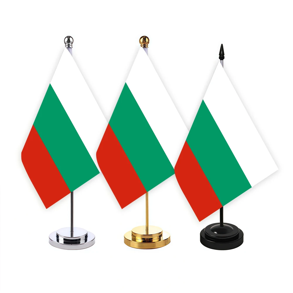 CYPOMELO office desk flag Bulgaria flag 14x21cm Bulgaria desktop small decoration flag including flagpole