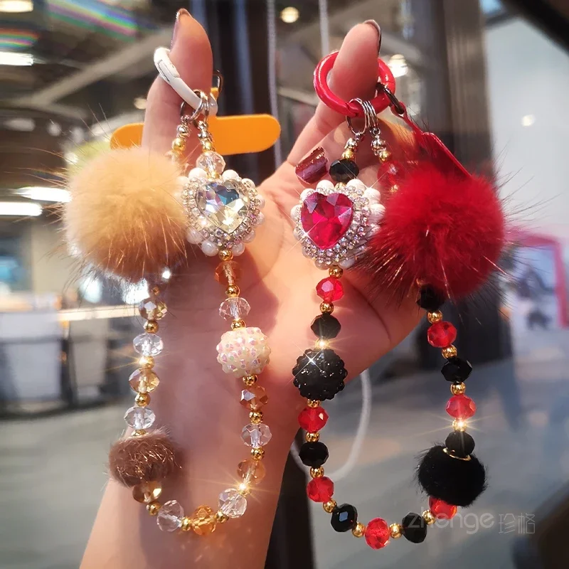 

Женский ремешок Mao Qiu Bian, бриллиантовый браслет с бусинами в форме сердца, короткий Стильный ремешок на запястье с карточкой, стильный универсальный ремешок