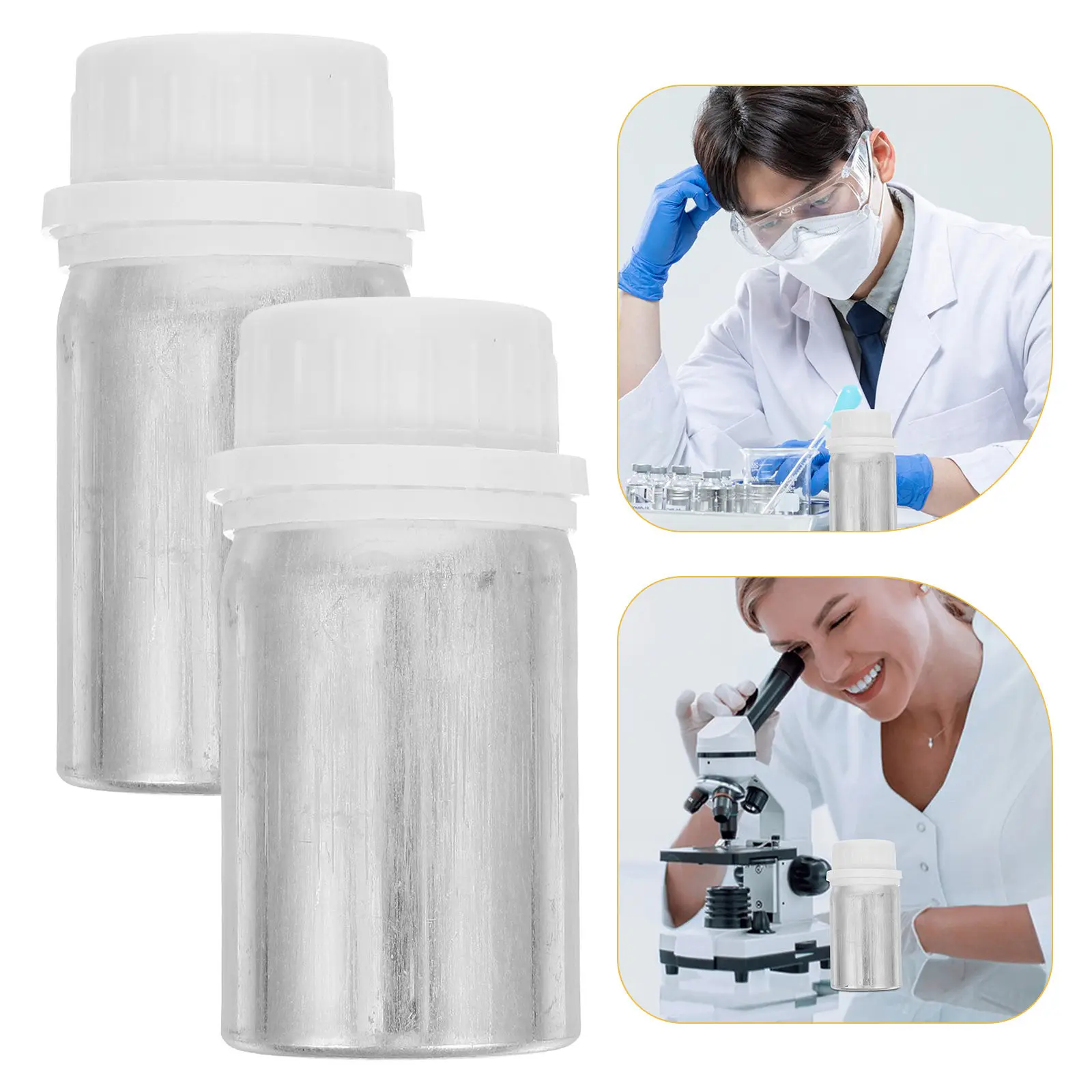 10Pcs 50Ml Aluminum Anti-Theft Sample Bottles Polished Screw Cap Leak Proof Reagent Storage Containers Laboratory Shipping