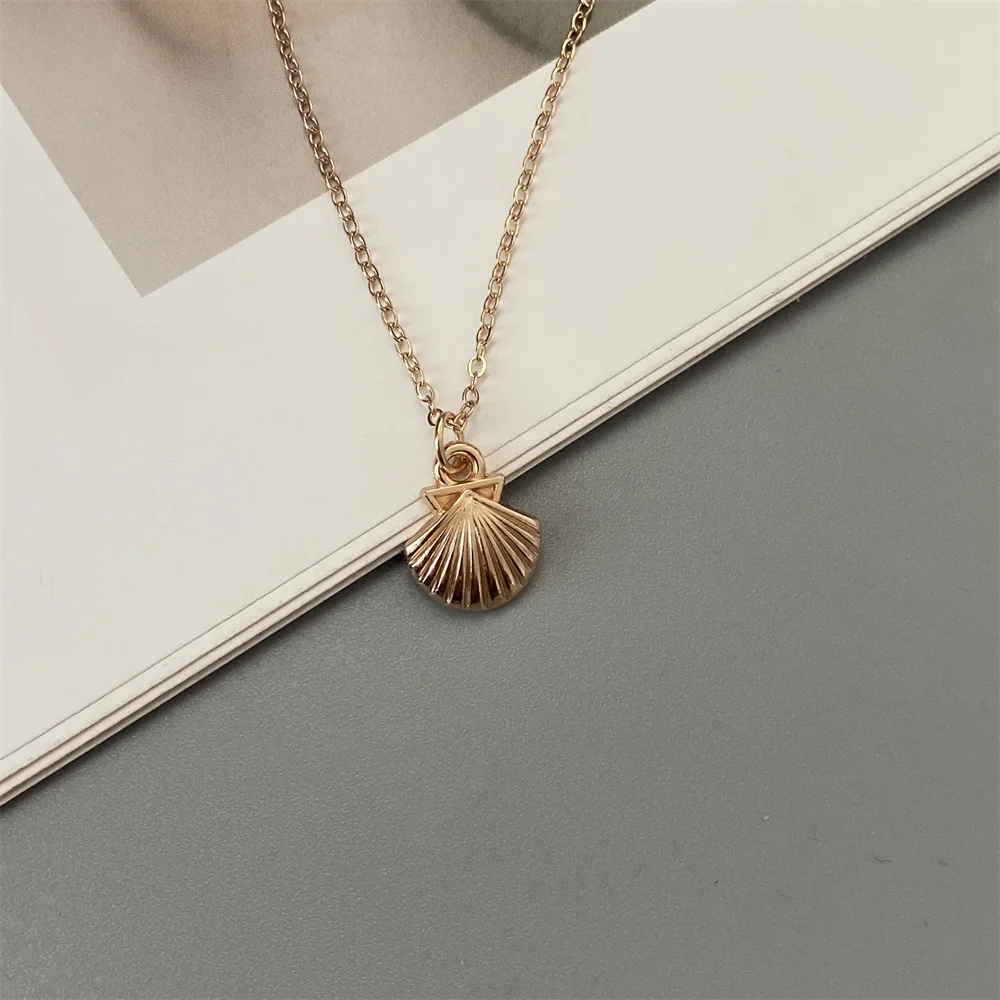 Golden Color Starfish Shell Conch Pendant Necklace Link Chain Gift Neck Jewelry Gift for Beach See Necklace image 5