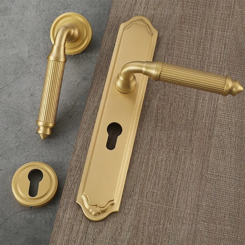 Brass French door lock retro bedroom  American European split lockwood door integrated