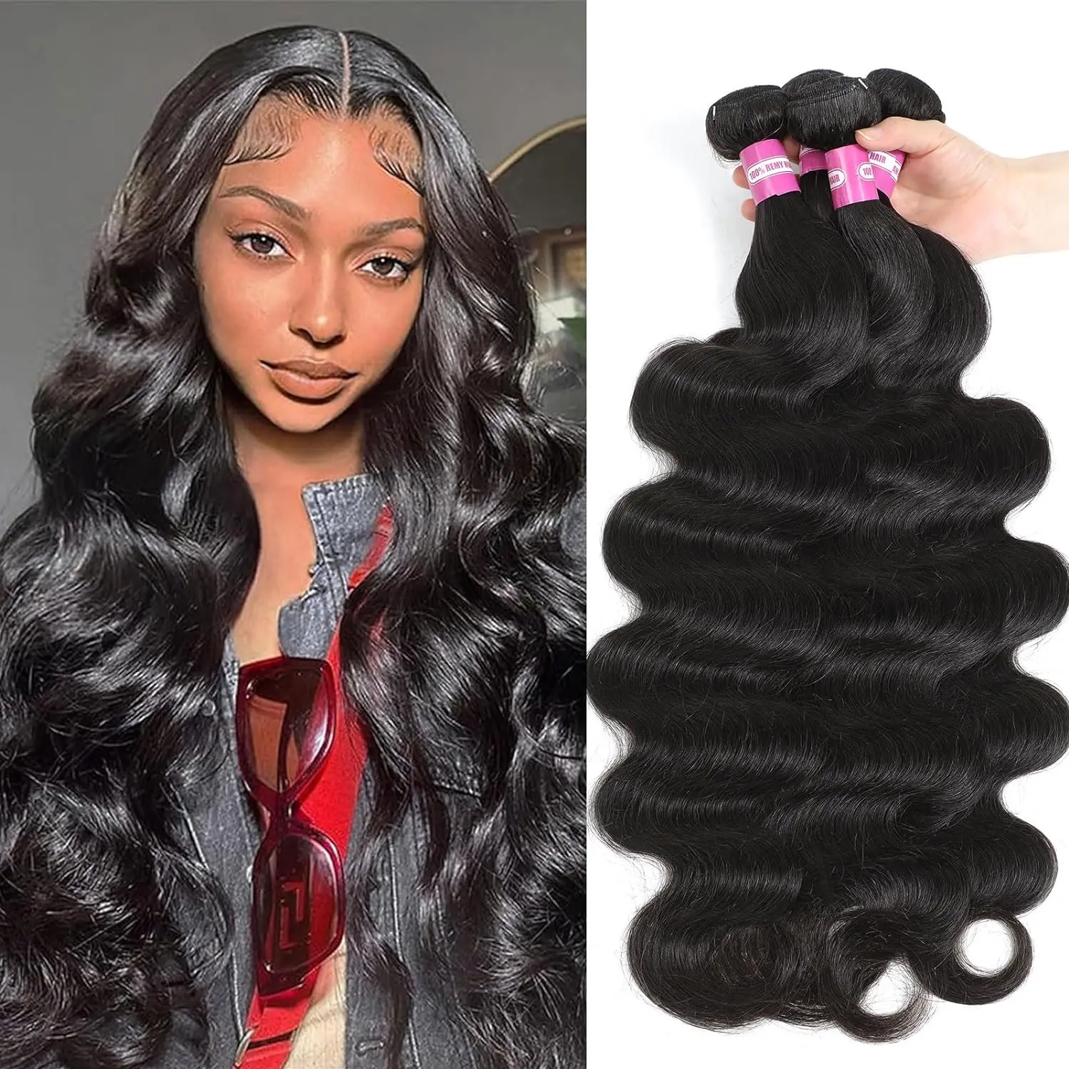 Natural Black 10A Virgin Body Wave Bundles estensioni dei capelli non trattati brasiliani grezzi dei capelli umani per le donne