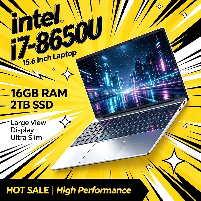 New Intel Core i7 8650U 15.6 inch New Laptop Computer, 16GB RAM,1TB/2TB SSD, Office Study Notebook PC for Daily Computing.