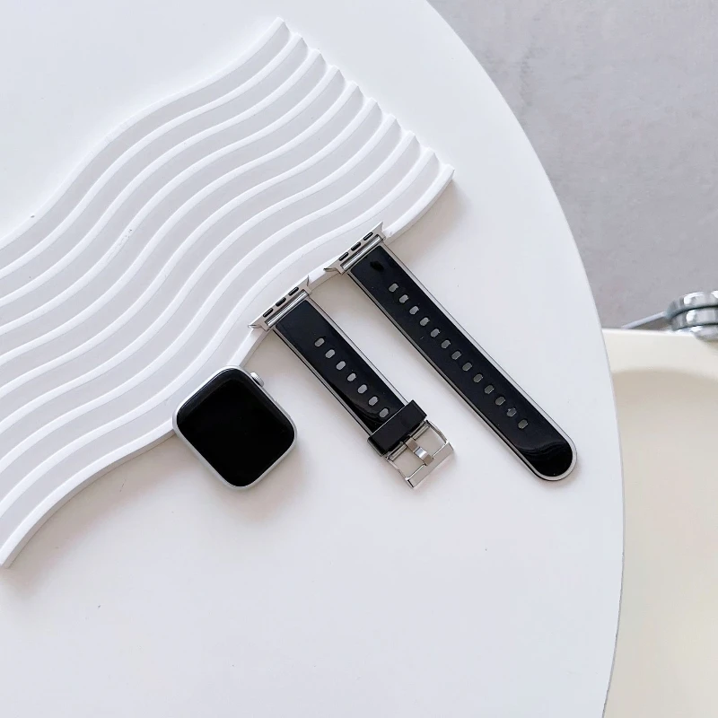 حزام سيليكون لساعة أبل باند 49 مللي متر 46 42 40 44 45 41 38 مللي متر Glacier جيلي واضح سوار لسلسلة iWatch 10 9 8 7 6 5 4 se