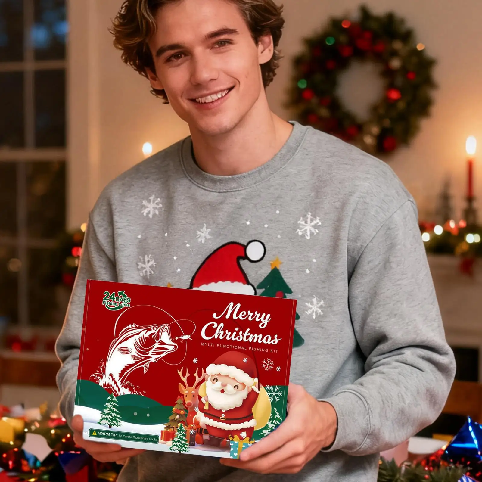 2025 Kerst Countdown 2025 Advent Kit 24 Dagen Kerstkalenders Kunstaas Tackle Set Voor Mannen Liefhebbers Beginners