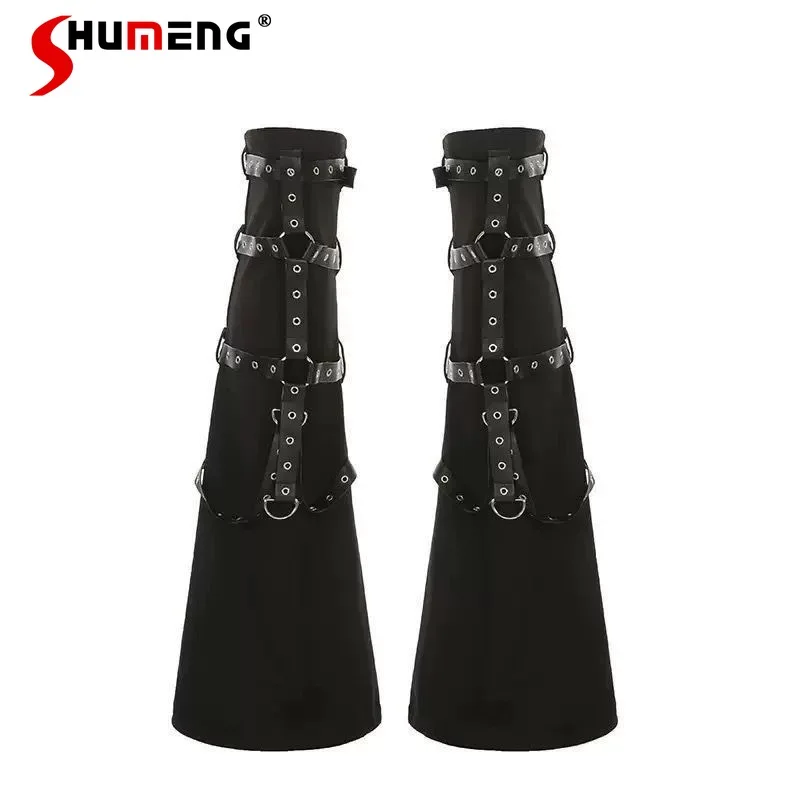 

Japanese Button Y2K Subculture Dark Style Drawstring Socks Women's Slightly Flared Slimming Sexy Knee Sleeve Hot Girl Leg Warmer