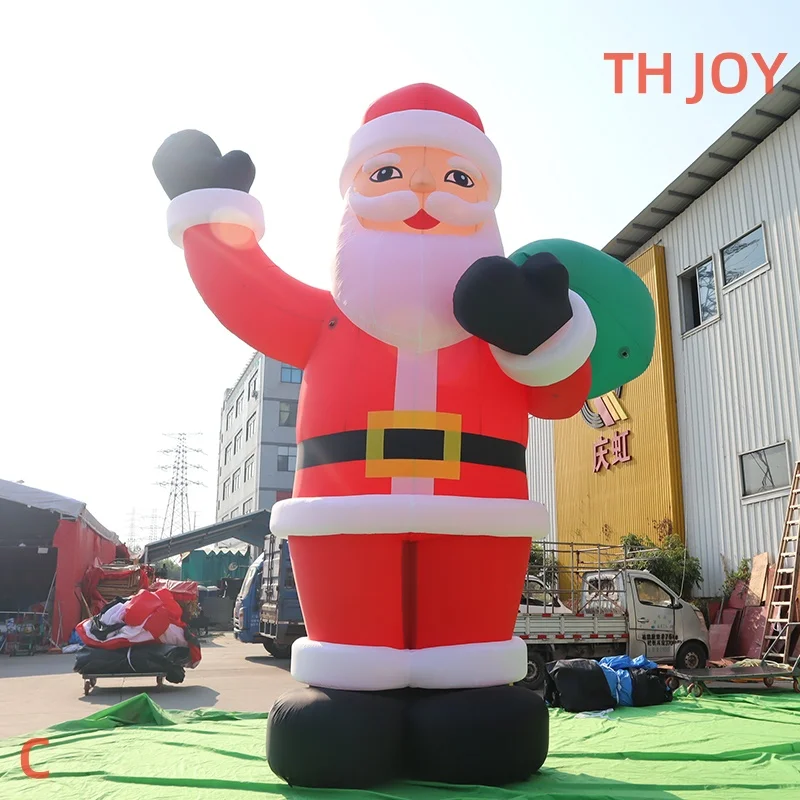 fast air ship to door, Christmas Man Inflatable Character Santa Claus, outdoor Advertising santa claus Inflatables with gift bag