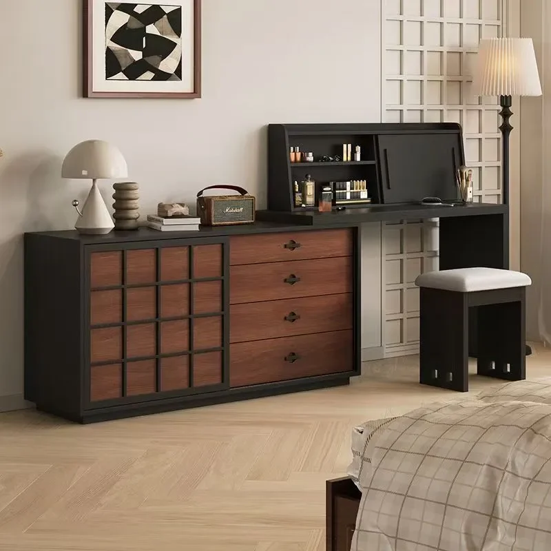 Premium Antique Makeup Table Dresser with Retractable Design for Bedroom Small Apartment Household End of Bed Storage Chest