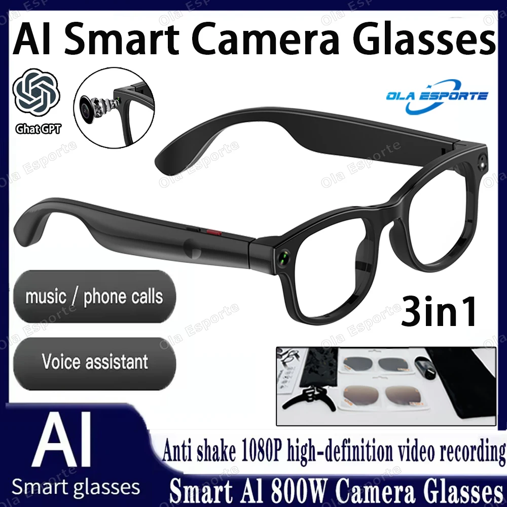 

Новые 3IN1 AI умные очки 500 Вт AI камера для съемки HD фото видео голосовой вызов AI передача Bluetooth спортивные солнцезащитные очки для мужчин и женщин