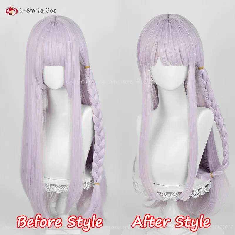 Kirigiri Kyoko Cosplay Wig 80cm Long Light Purple Cosplay Anime Wig Heat Resistant Synthetic Hair Halloween Party Wigs +Wig Cap