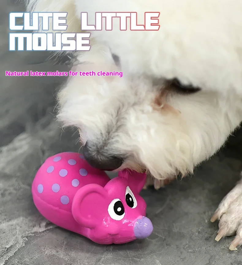 Pet toy with 2 colors, mouse latex material, biting sound, hand coloring, depicting small and medium-sized dog products