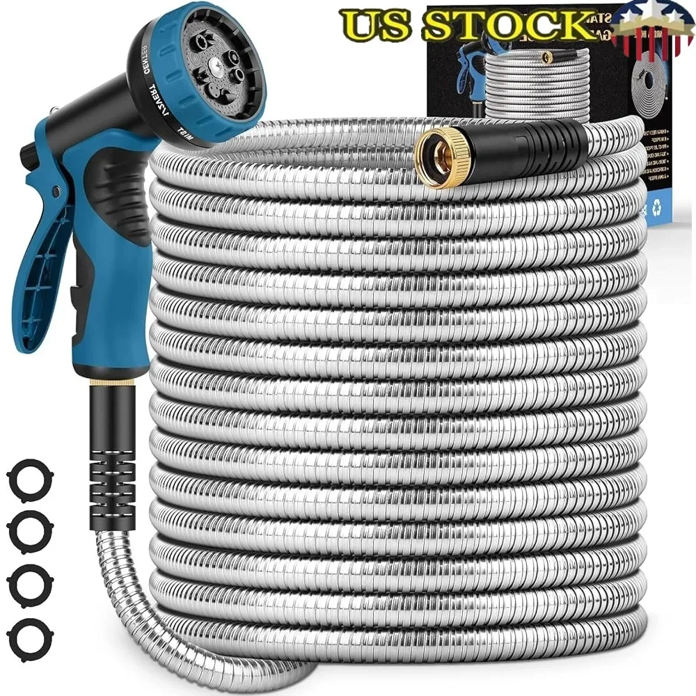 خرطوم حديقة قابل للتوسيع 100FT مع 10 وظيفة فوهة خرطوم مياه معدني خالي من المشبك موصلات مانعة للتسرب تركيبات نحاسية متينة #1