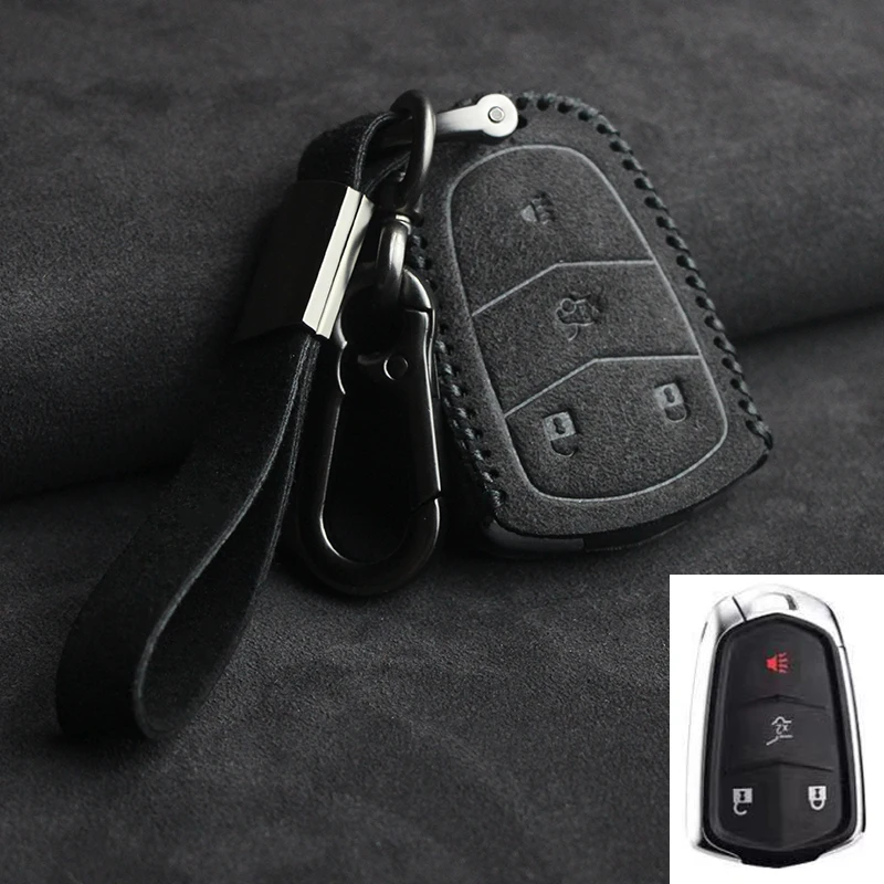 Leather Car Key Case Cover Shell Fob For Cadillac Escalade ATS BLS CTS CT4 CT5 CT6 EXT STS SLS SLR SRX XLR XTS XT4 XT5 XT6