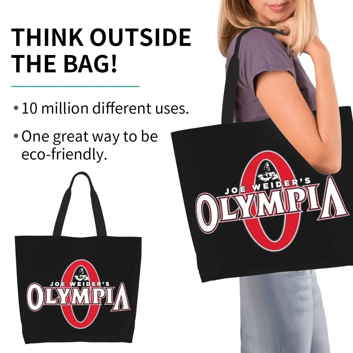 Future Mr OLYMPIA Motivations Shopping Tote Bag Canvas Large Capacity Shoulder Bags Shopper Grocery Handbag for Women
