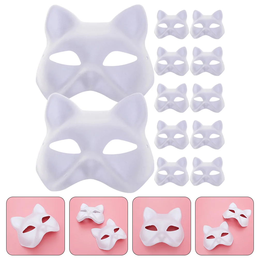 12 stuks handgeschilderde pulpmaskers Halloween DIY voor feestpapier dier maskerade vrouwen man kinderen schilderen cosplay