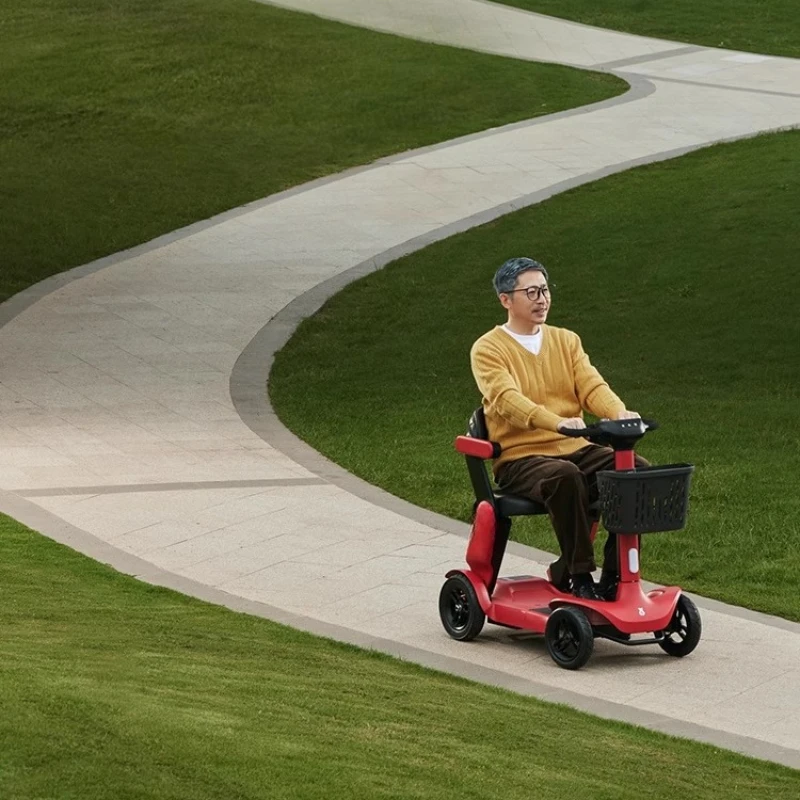 

Pippi Bear Small Red Car High-end Elderly Scooter Elderly Four-wheeled Electric Vehicle Foldable Carry Safety Moped