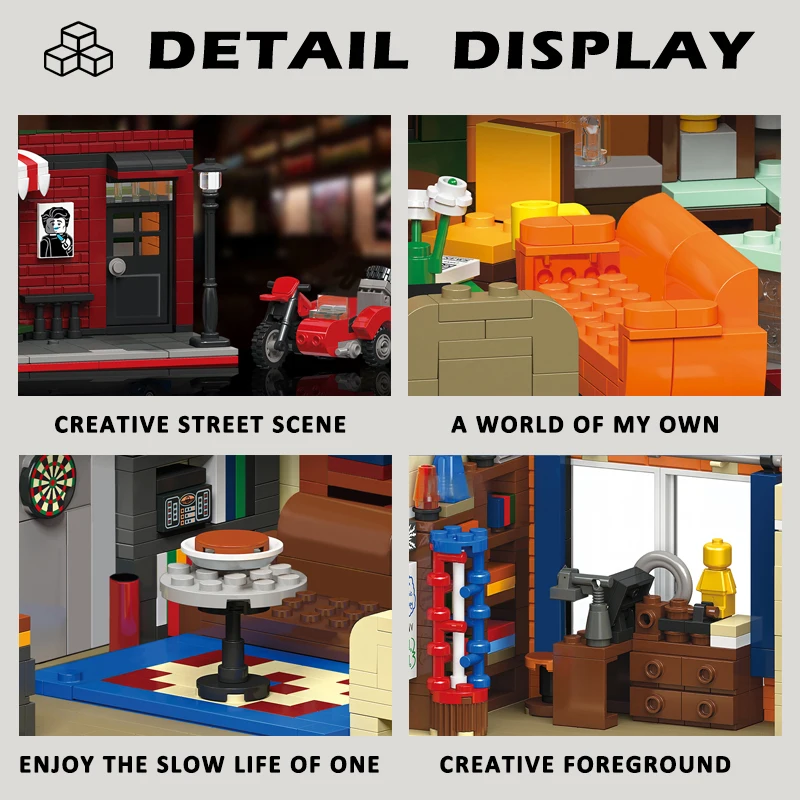 وحدات بناء وحدات للأطفال ، منظر شارع ، بيغ بانغ ، مجموعة موديل المدينة ، تجميع الطوب ، تصنعه بنفسك ، مقهى ، ألعاب للجمع ، هدية ،!!! #6