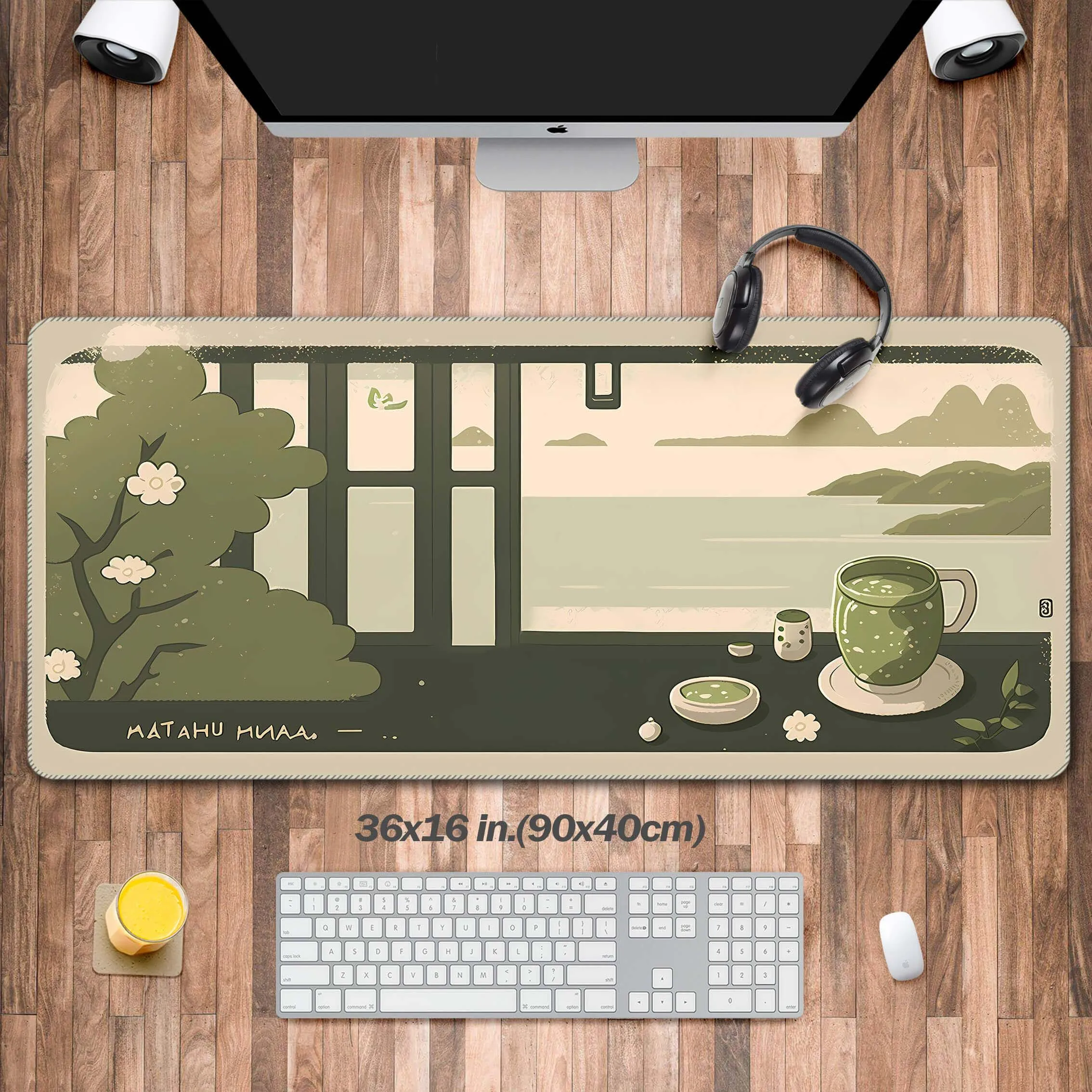 

Cute Japanese Office Underwear Matcha Mouse Pad, Kawaii Office Mat, Anime Aesthetic,Original Design Desktop Computer Mats