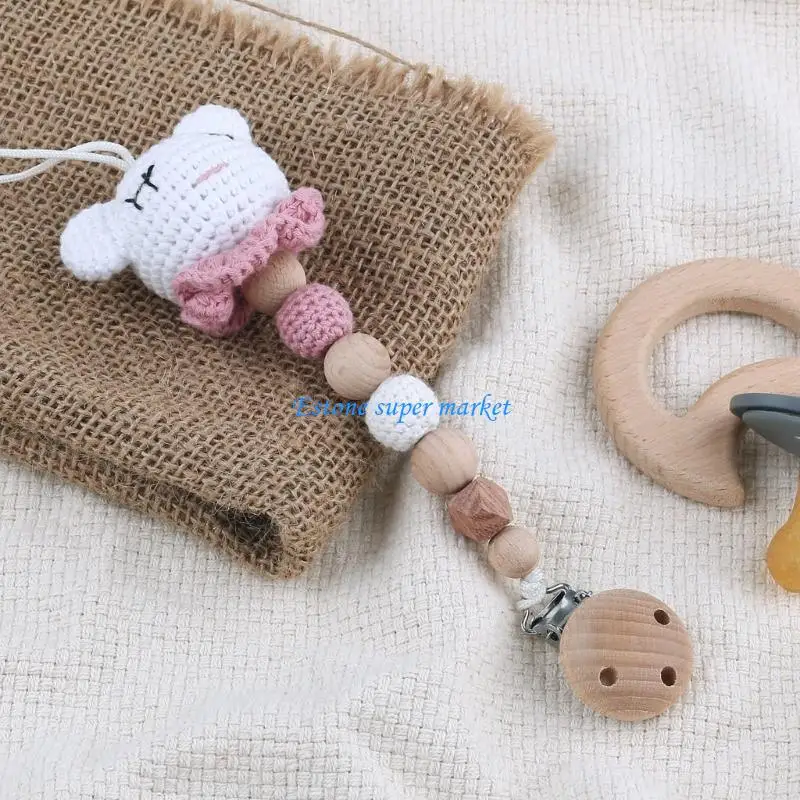 090B Cartoon Animal Baby Pacifier Chain Dummy Nipples Holder Handmade Crochet Toy