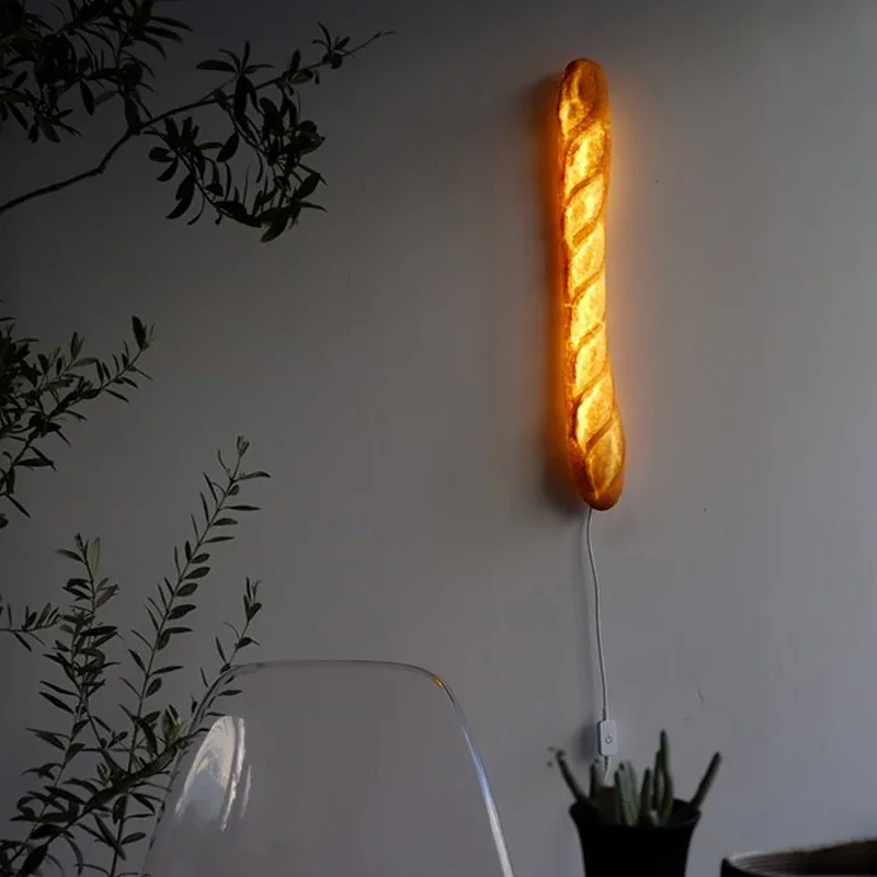 

Modern restaurant simulation bread wall lamp plug Nordic baking restaurant cake shop atmosphere night light room decoration