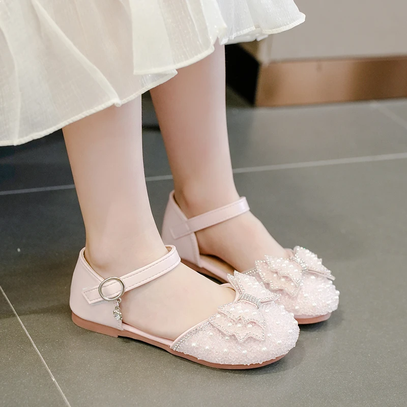 Hot Selling Elegant and Lightweight Baotou Children's Flat Sandals Summer Fashion Soft/Comfortable Pearl Princess Casual Shoes