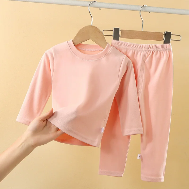 2-12 Jahre Herbst Winter Einfarbige Thermounterwäsche Set Mädchen Kleidungssets Jungen Pyjama Sets Warme Schlafbekleidung Kinderkleidung – Detail 6